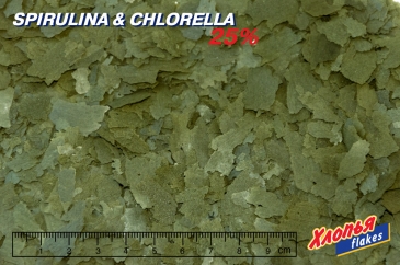 СПИРУЛИНА & ХЛОРЕЛЛА 25% хлопья (flake) корм растительный для стимуляции иммунитета, роста и окраски (МЕШОК 15 кг) 911332